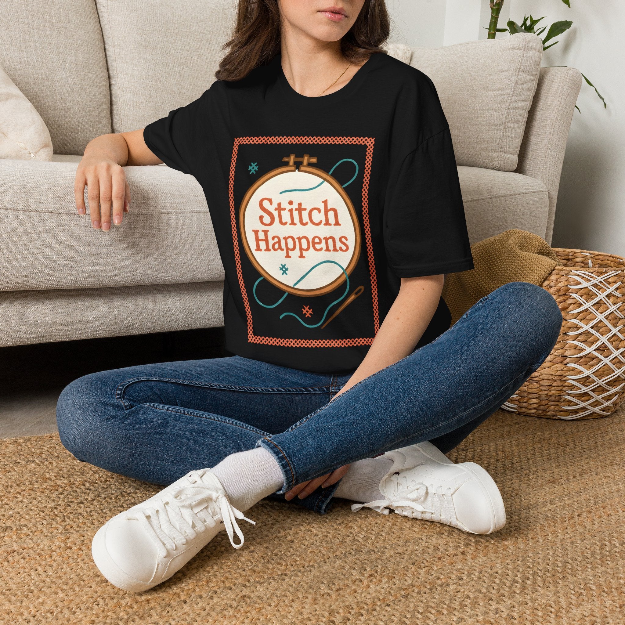 Stitch Happens Embroidery T-Shirt