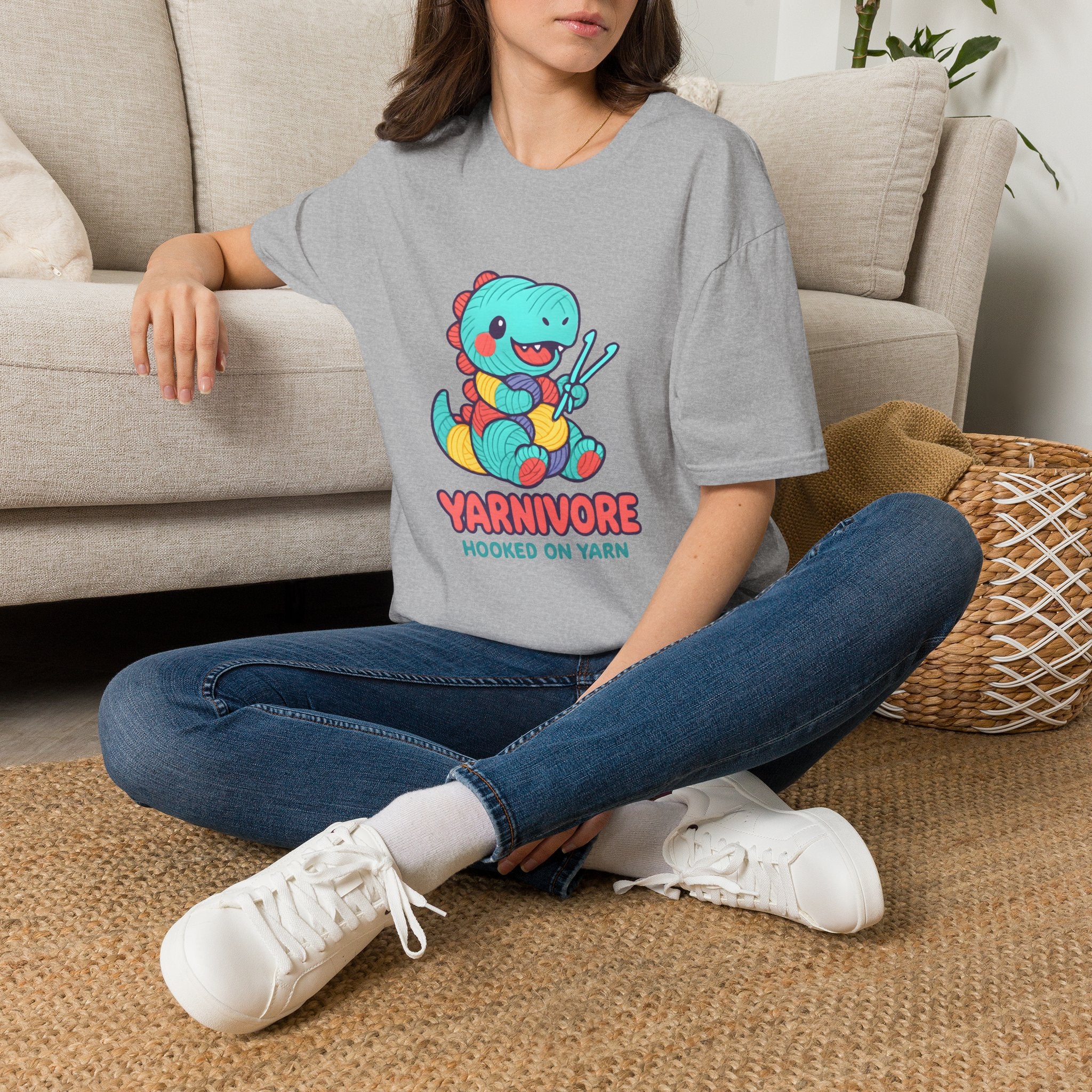 Yarnivore Knitting Dinosaur T-Shirt