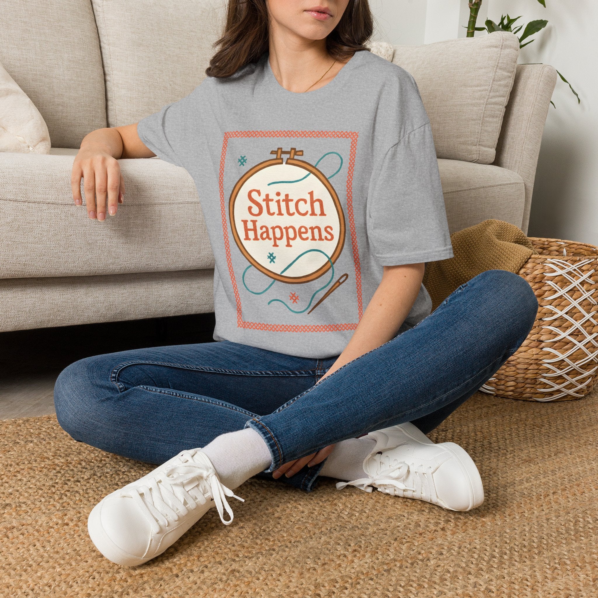 Stitch Happens Embroidery T-Shirt