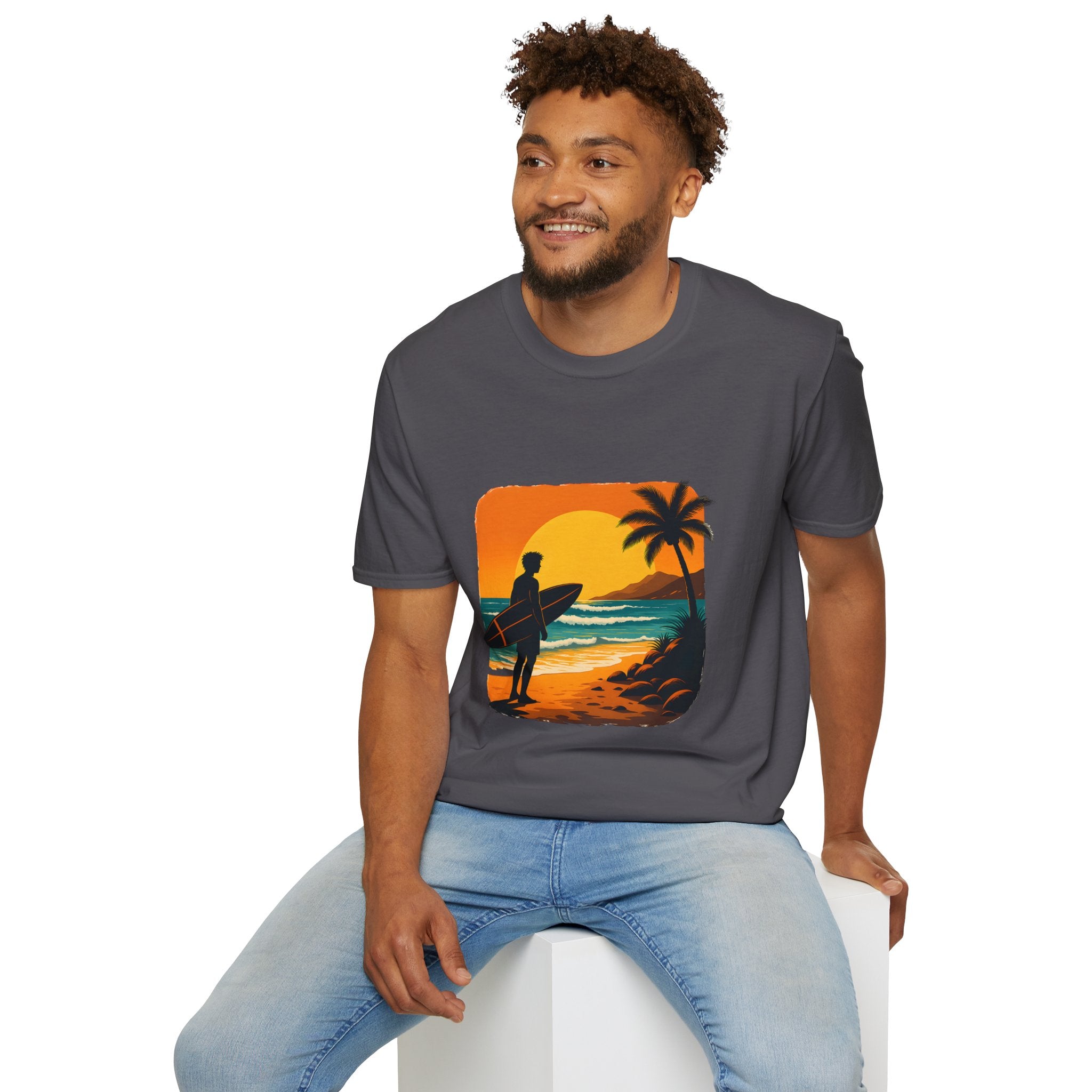 Sunset Surfer on Beach T-Shirt