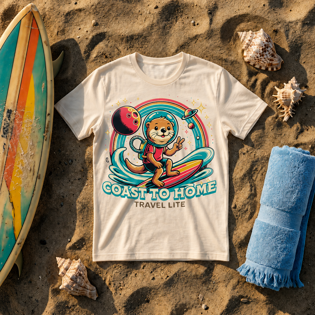 T-Shirt — “Coast to Home” Space Otter Graphic Tee