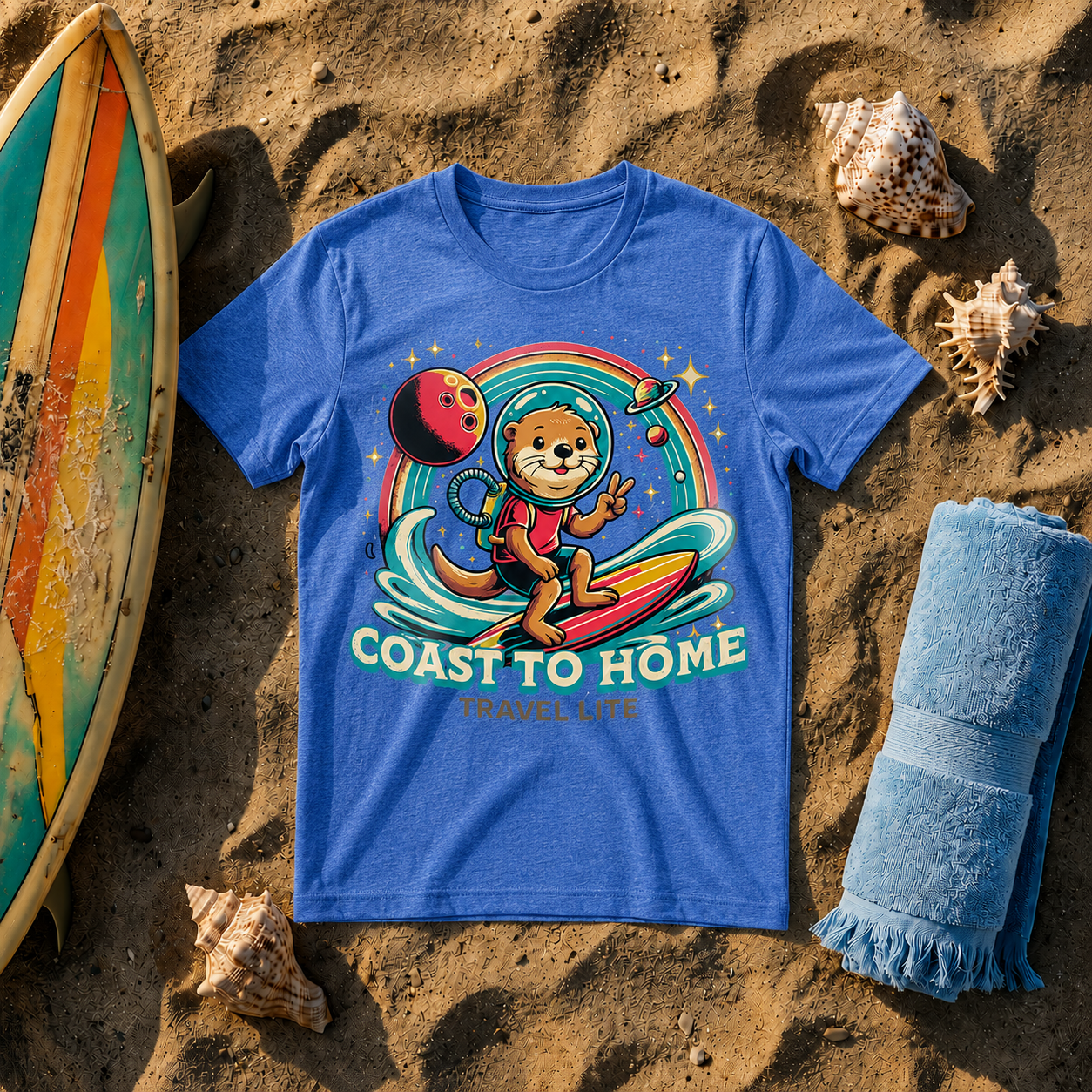 T-Shirt — “Coast to Home” Space Otter Graphic Tee