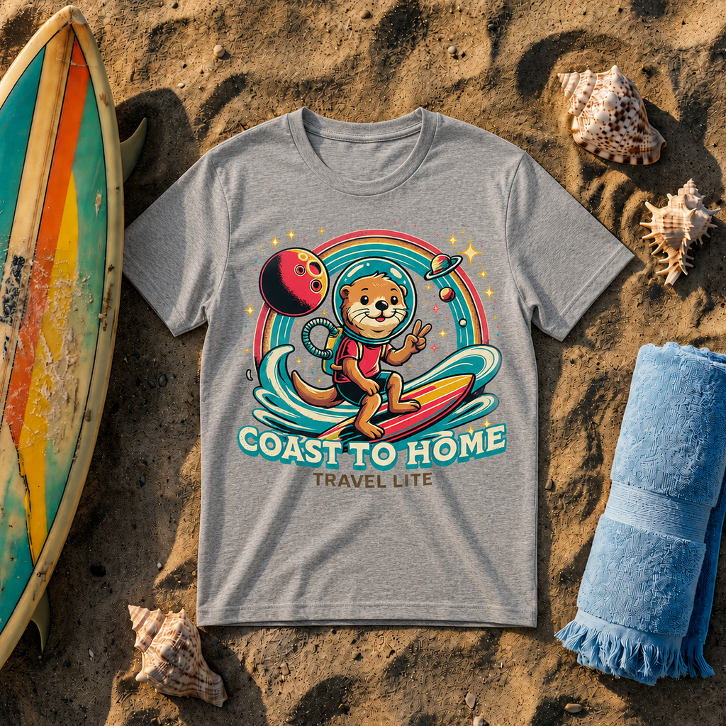 T-Shirt — “Coast to Home” Space Otter Graphic Tee