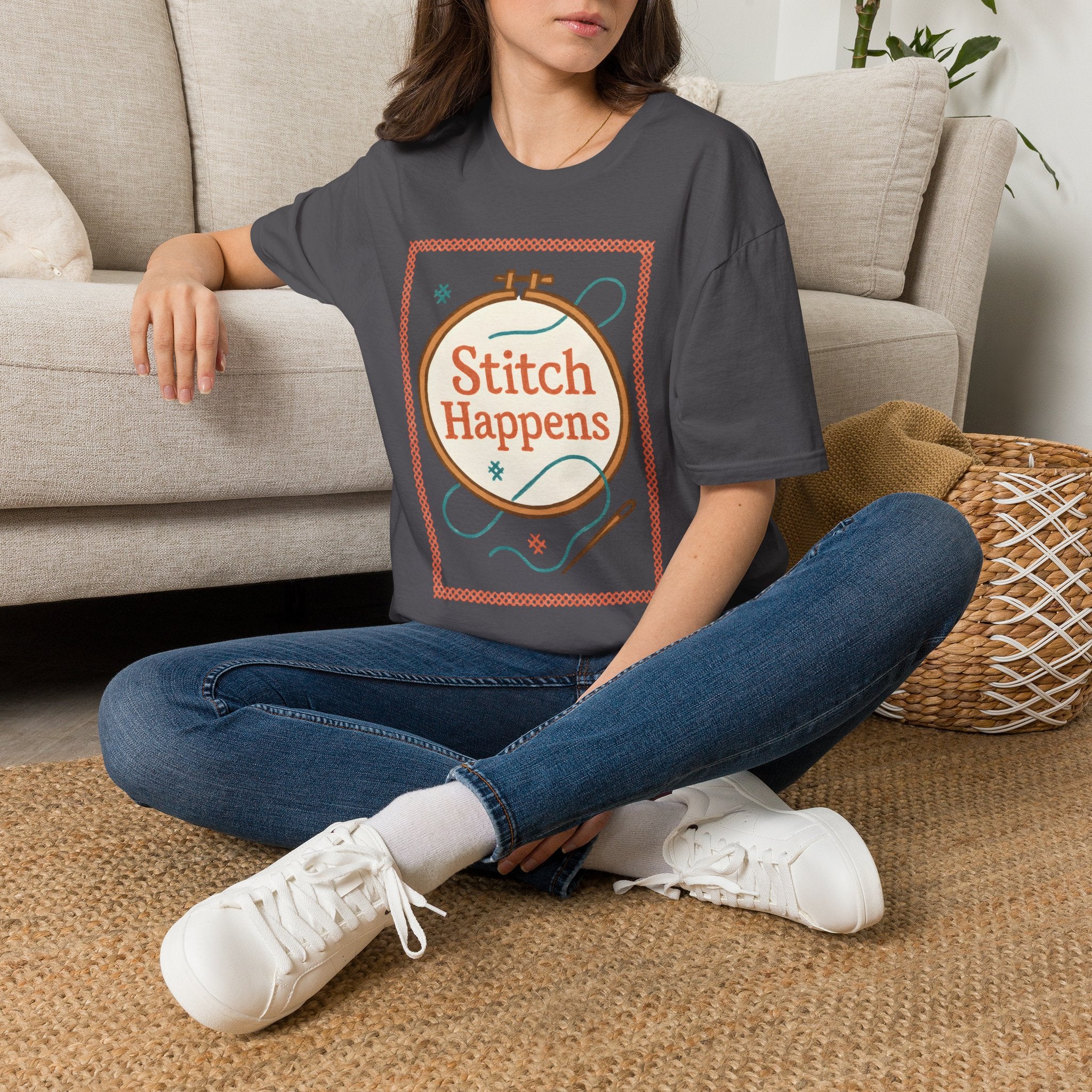 Stitch Happens Embroidery T-Shirt
