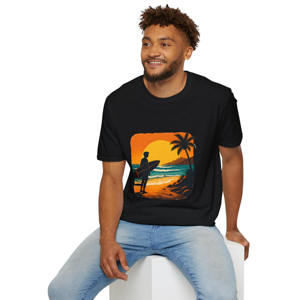 Sunset Surfer on Beach T-Shirt