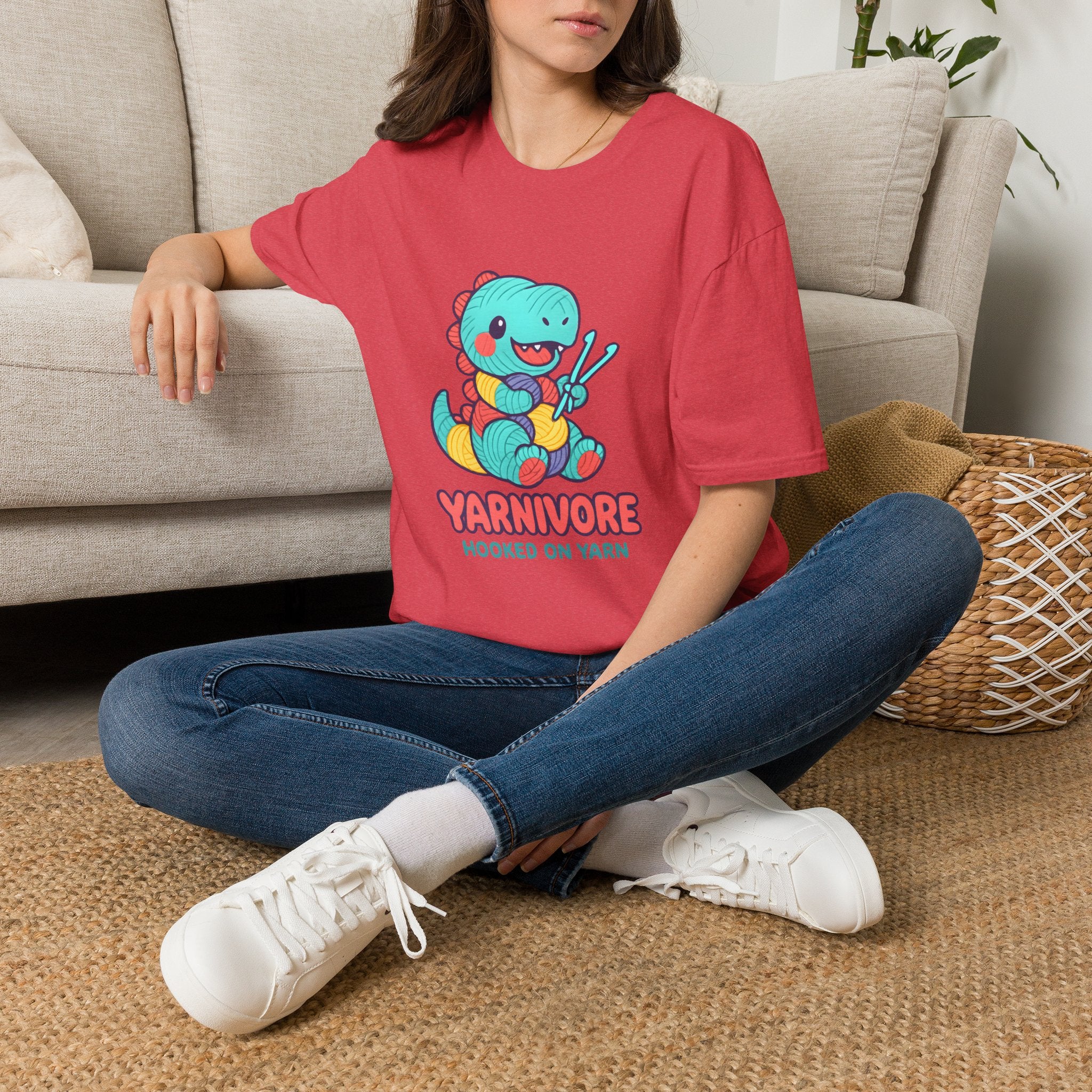 Yarnivore Knitting Dinosaur T-Shirt