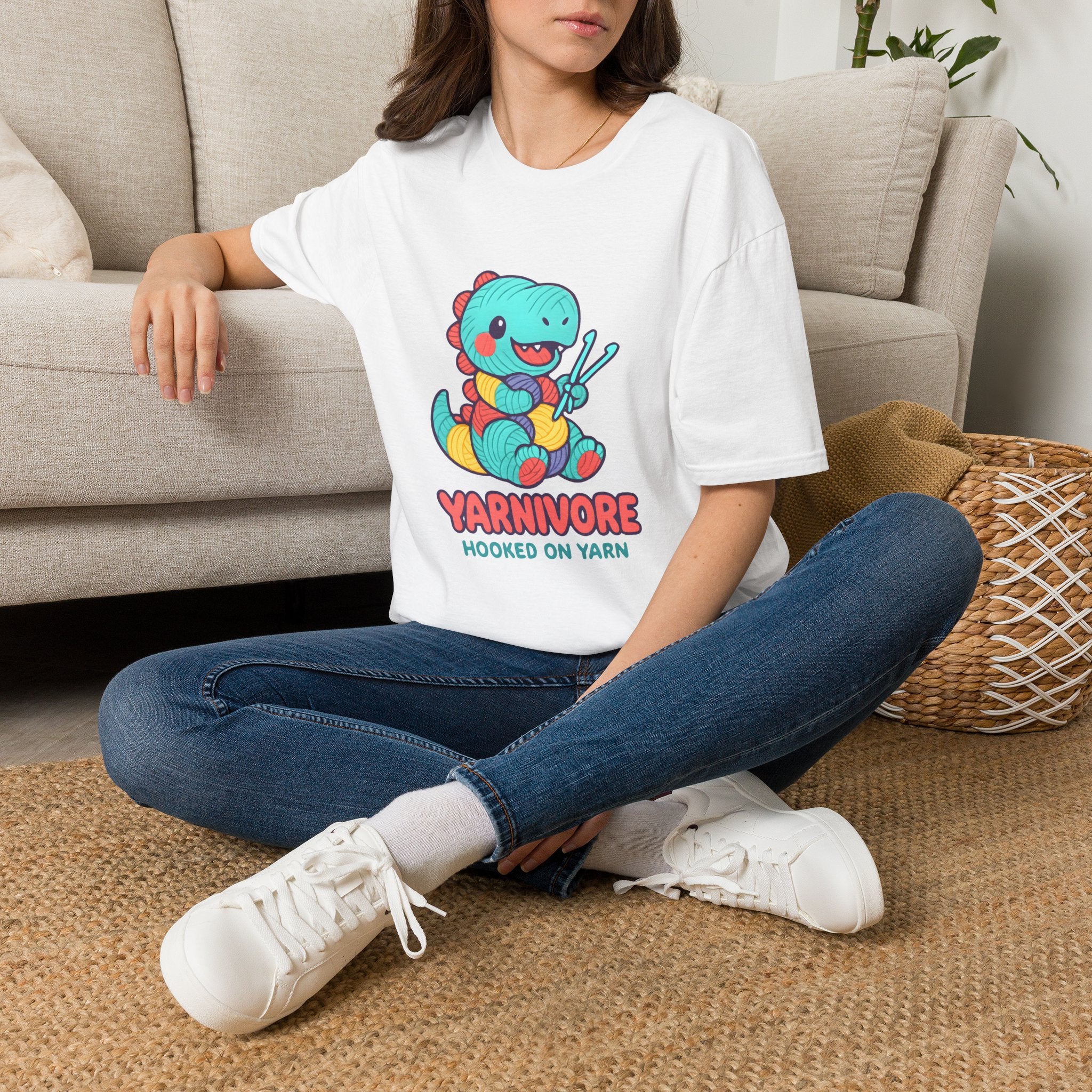 Yarnivore Knitting Dinosaur T-Shirt