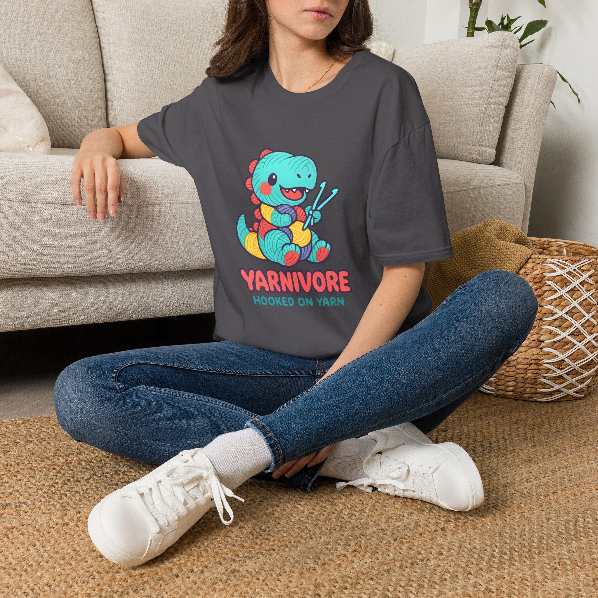 Yarnivore Knitting Dinosaur T-Shirt