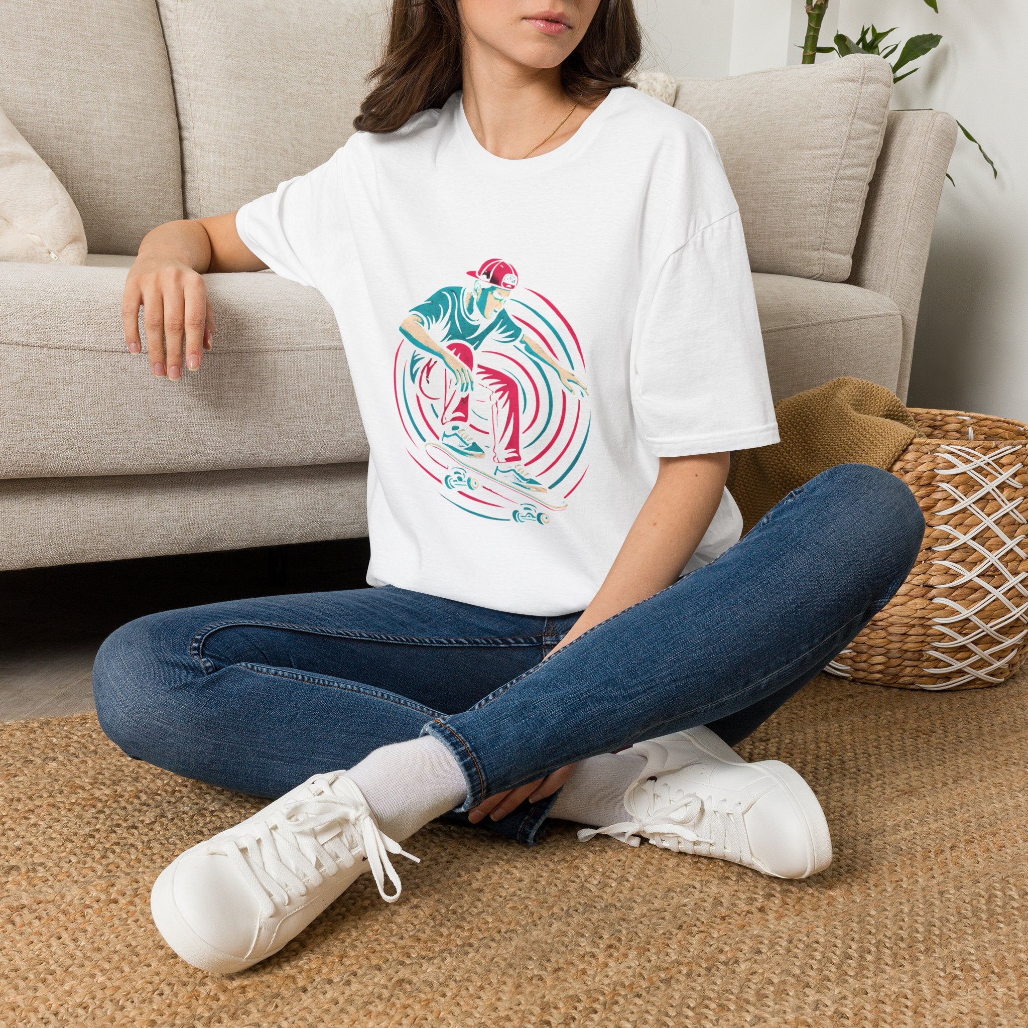 Skateboarder performing trick T-Shirt